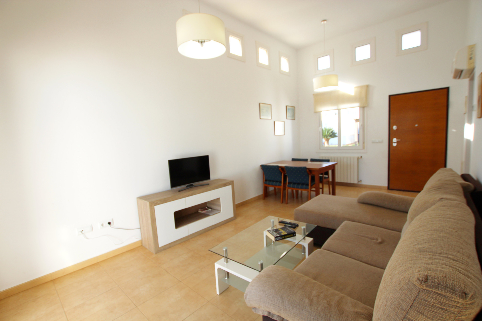 Bright living room with dining area