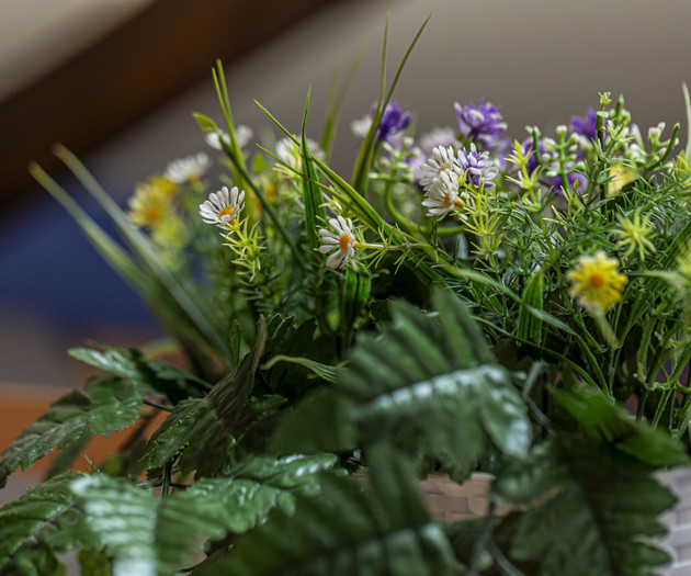 Artificial flowers close-up