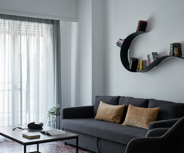 The living room's comfortable sofa