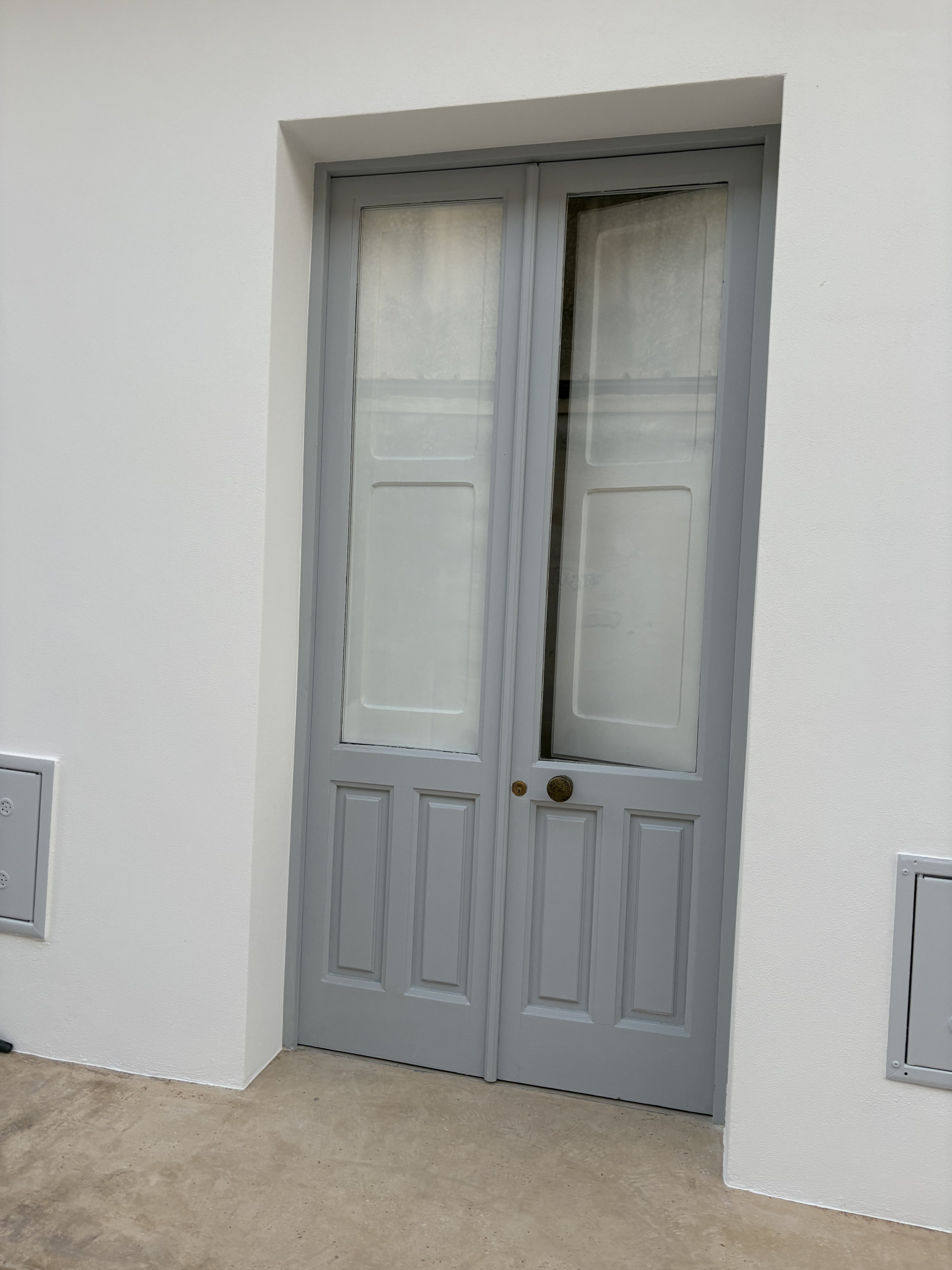 Grey double door entrance