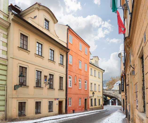 Colorful street with historic buildings