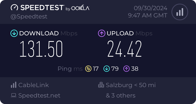 Speedtest.net result