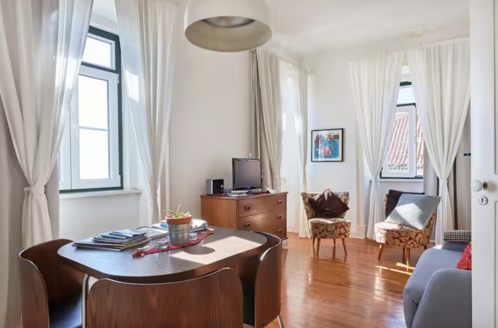Open living and dining room