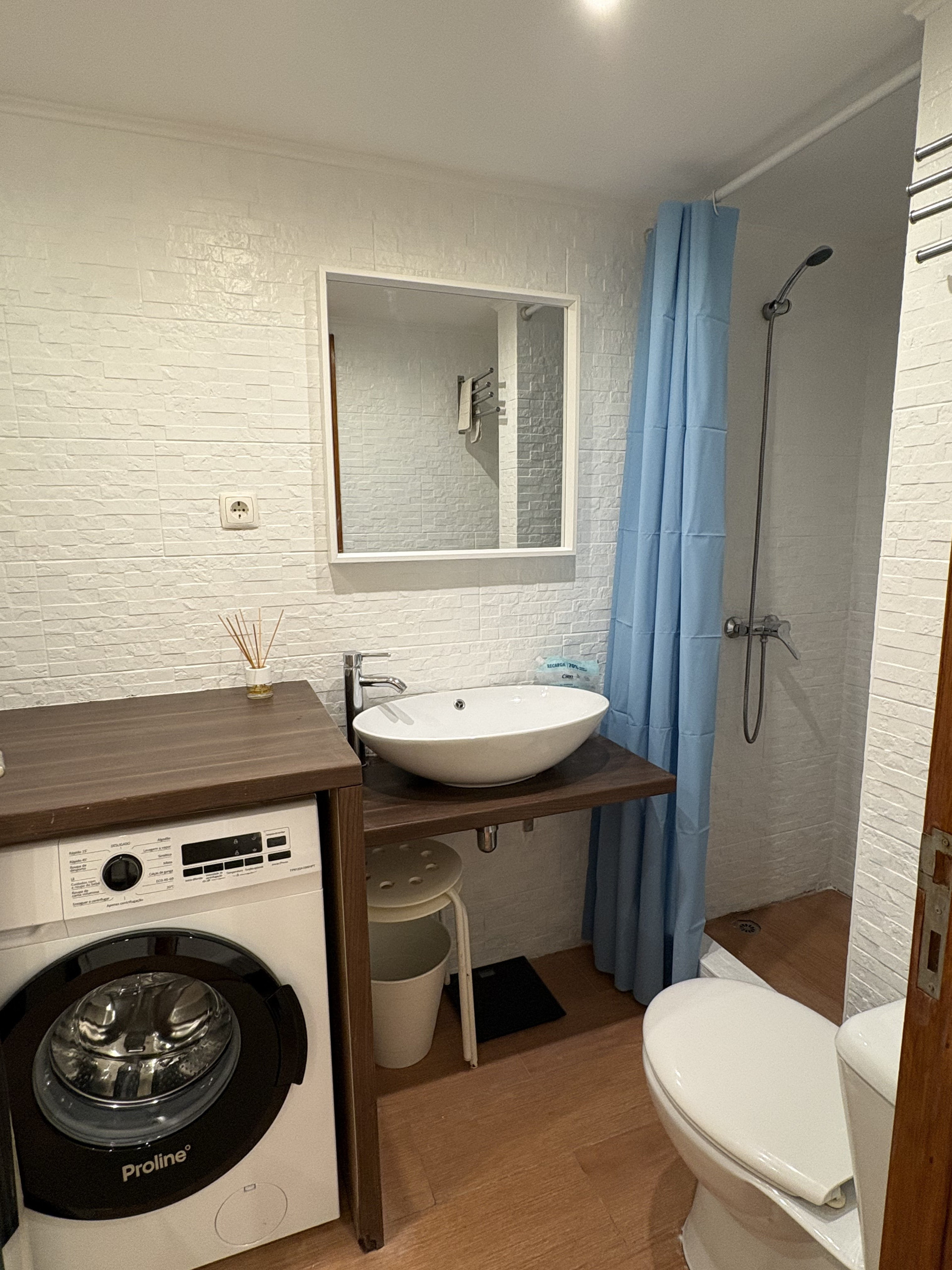 Bathroom with sink and shower