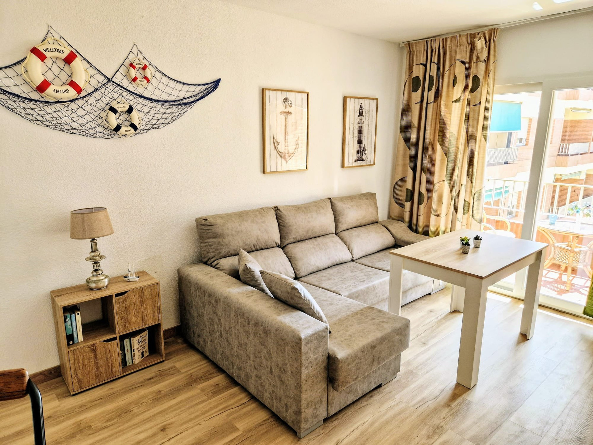 Living room with sofa and dining table