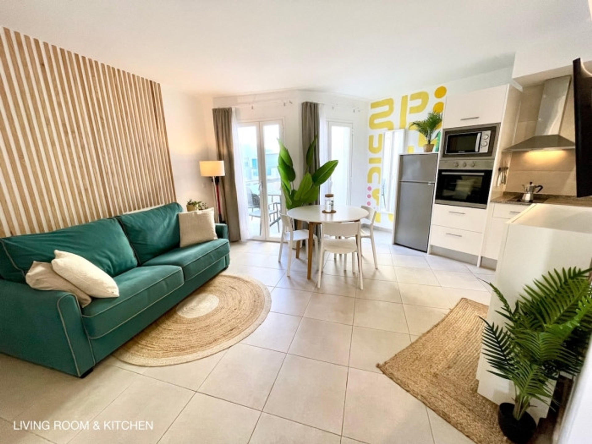 Open plan living room and kitchen