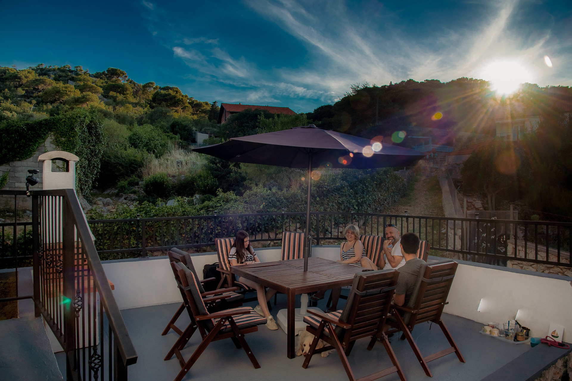 Rooftop terrace with dining table