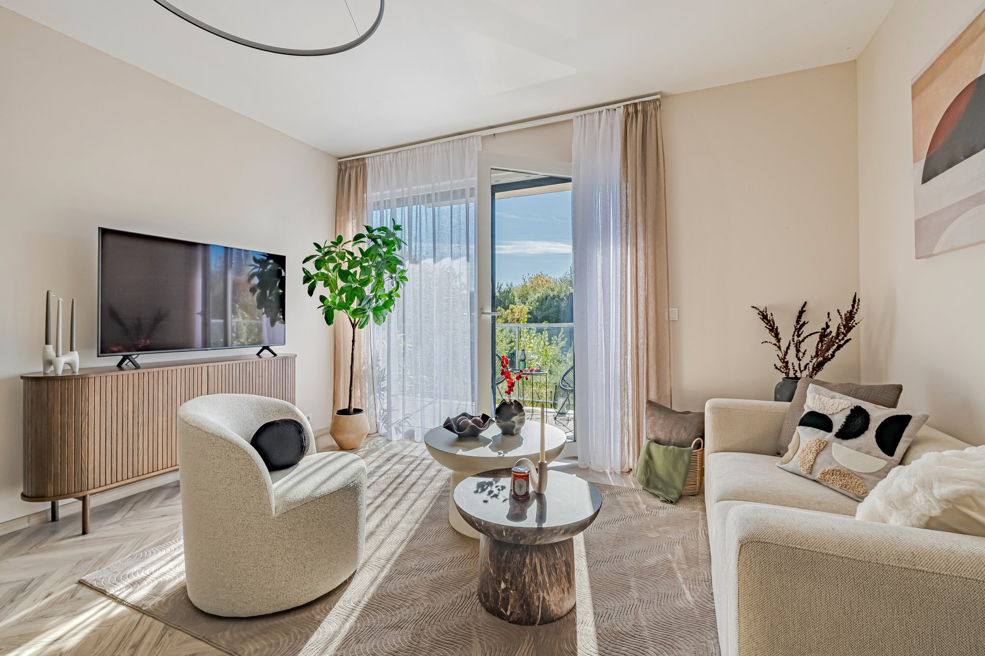 Living room with balcony door