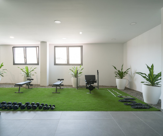 Gym weight bench area