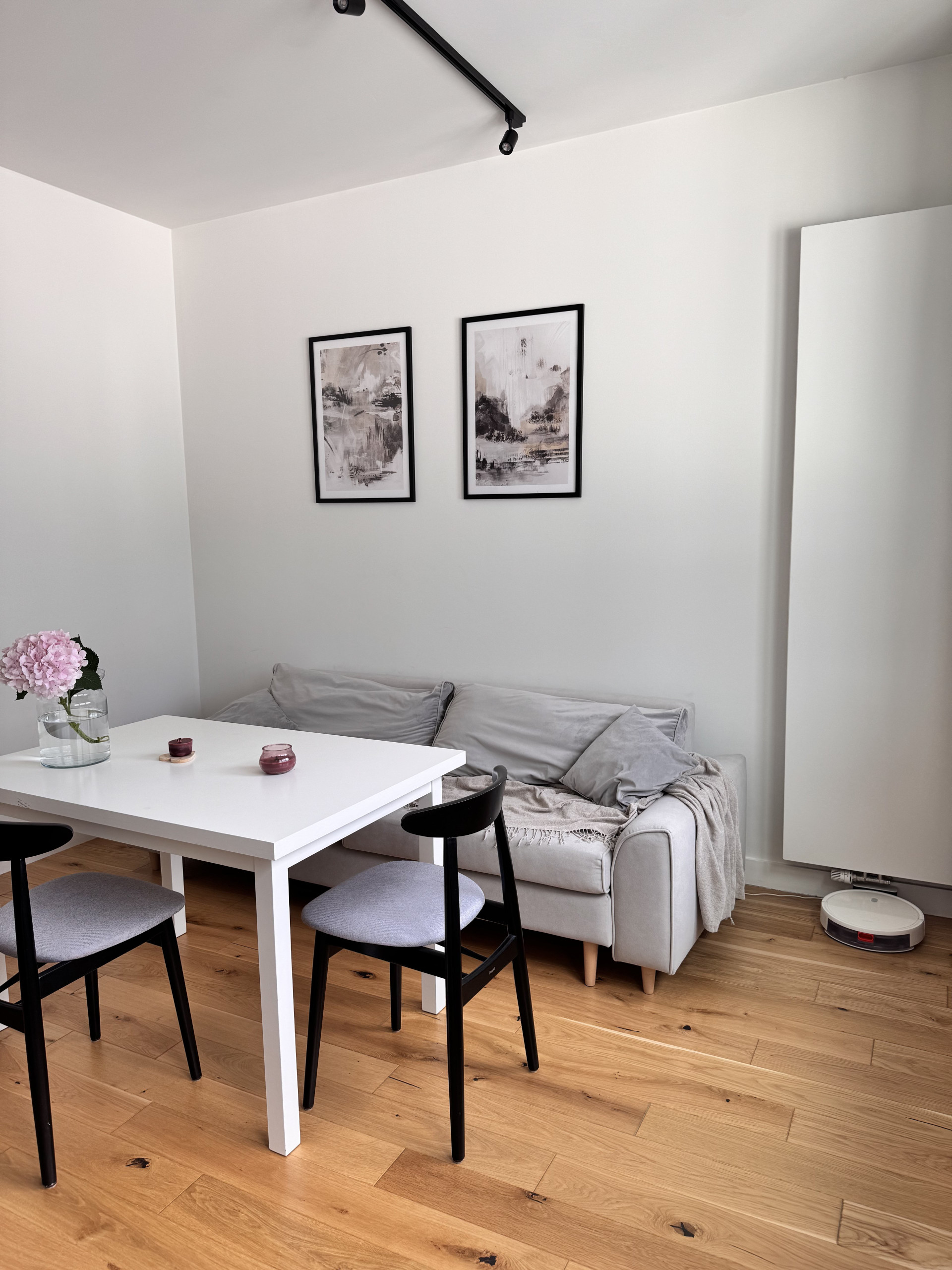 Dining table beside sofa