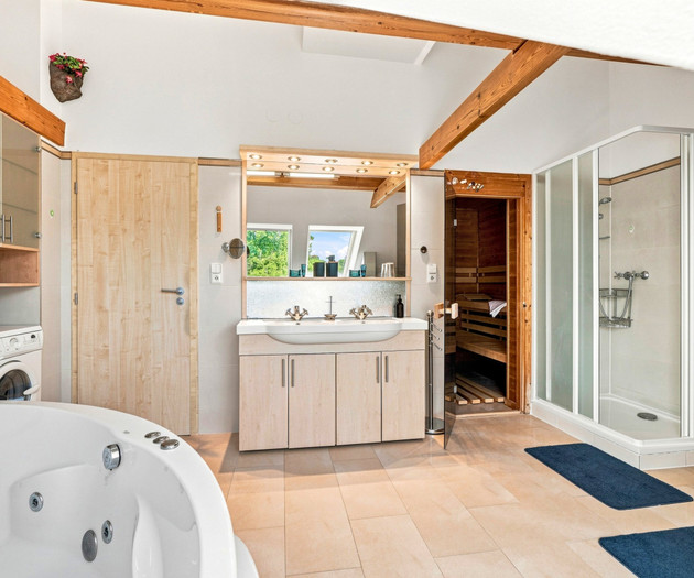 Bathroom with sauna and shower