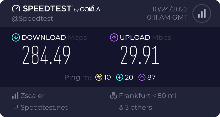 Speedtest.net result