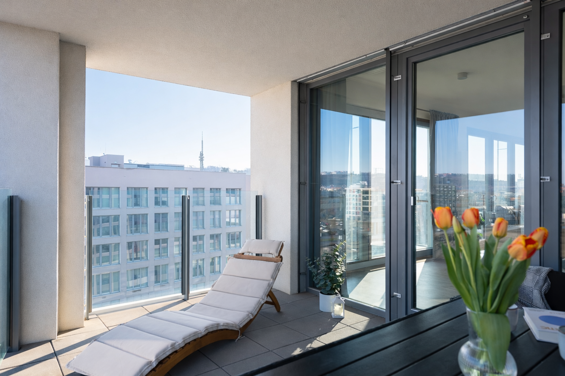 Balcony with city view